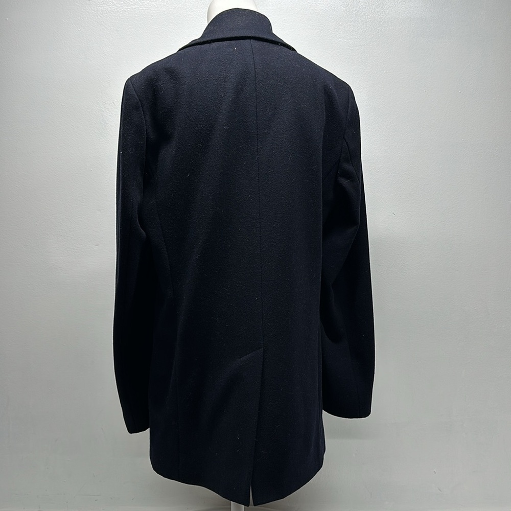 Reiss Peacoat Jacket Coat Wool Blend Collared Button Down Navy Blue Size Small - Picture 4 of 8